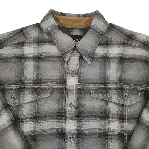 Royal Robbins Long Sleeve Stretch Plaid Shirt – Men's Size L – Gray – Excellent - Picture 5 of 14